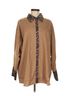 Lioness Animal Print Leopard Print Plaid Houndstooth Tan Brown Black Long Sleeve Button-Down Shirt Size M - photo 1