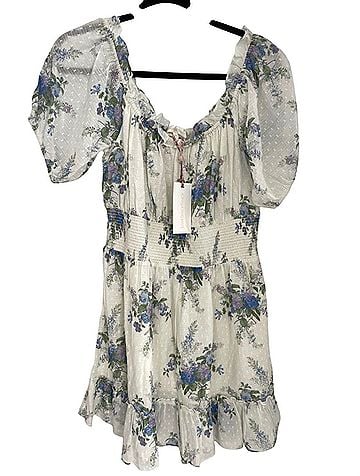 LoveShackFancy Lai Mini in Periwinkle Aqua Casual Dress (view 1)