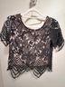 Express Floral Black Short Sleeve Blouse Size XS - photo 5