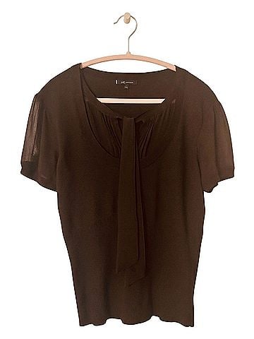 AK Anne Klein Anne Klein Brown Bow
 Short Sleeve Blouse (view 1)