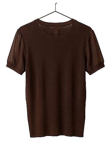 AK Anne Klein Anne Klein Brown Bow
 Short Sleeve Blouse (view 2)