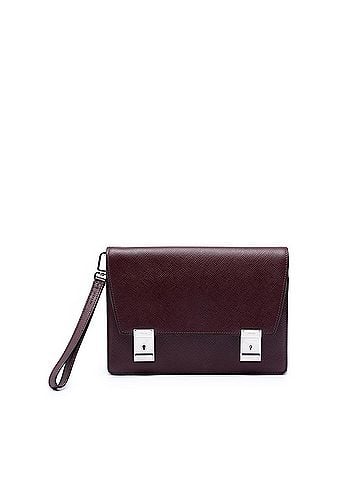 Prada Saffiano Double Lock Convertible Clutch (view 1)