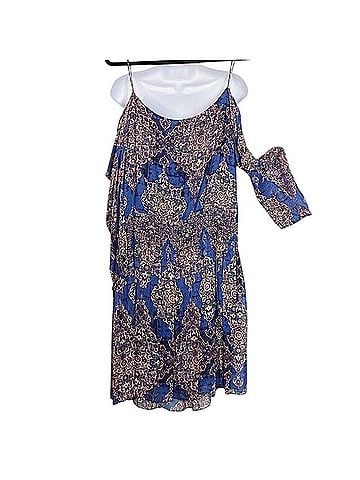 Nicole Miller Artelier Boho Blue Print Off-Shoulder Midi Dress Casual Dress (view 2)