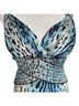 Cache 100% Polyester Animal Print Black Blue White Cocktail Dress Size 4 - photo 4