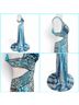 Cache 100% Polyester Animal Print Black Blue White Cocktail Dress Size 4 - photo 9