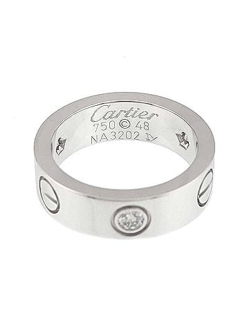 Cartier Cartier Love Ring #48, Half Diamond 3P, 18K WG White Gold 750. (view 2)