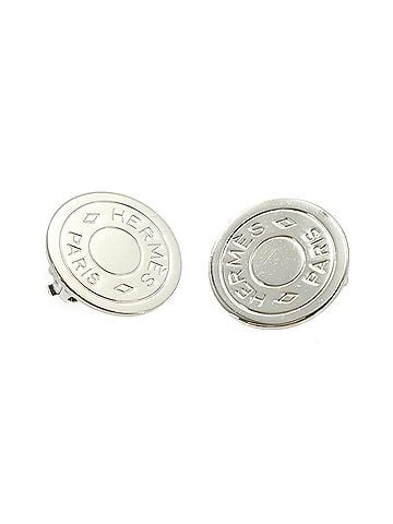 Hermès Hermes Sellier Earrings, Silver (view 1)