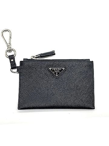 Prada Prada Saffiano Keychain & Coin Case Card Triangle Black PRADA (view 1)