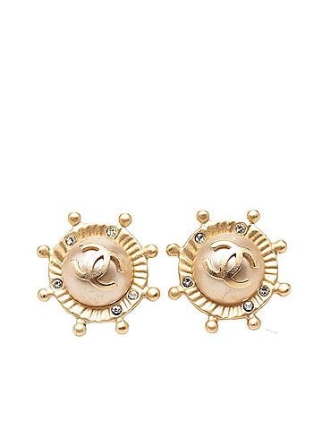 Chanel Chanel Coco Mark Earrings 05A Gold Plated Rhinestone Women's CHANEL (view 1)