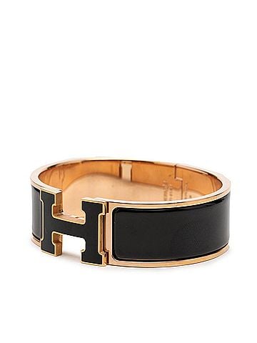 Hermès Hermes Clic Clac H PM Bracelet Bangle Gold Black Plated Enamel Women's HERMES (view 2)