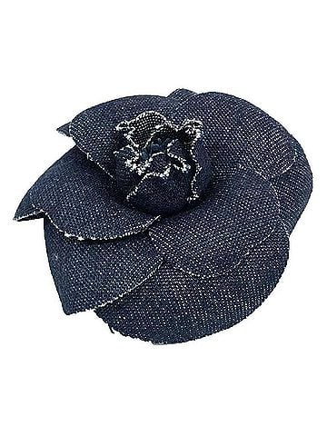Chanel Chanel Camellia Corsage Brooch, Denim Navy Blue, Women's (view 1)