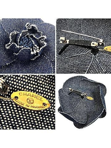 Chanel Chanel Camellia Corsage Brooch, Denim Navy Blue, Women's (view 2)