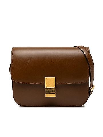 Céline Celine Classic Box Medium Shoulder Bag, Brown Leather, Women's CELINE (view 1)