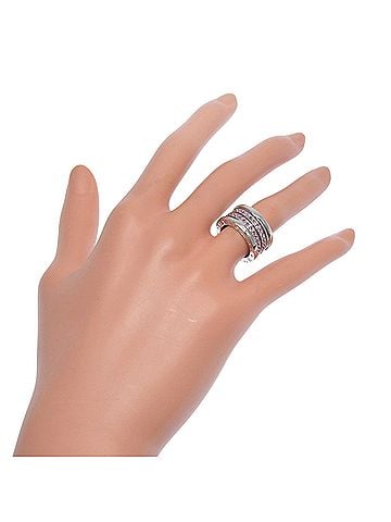 Bvlgari Bulgari BVLGARI B-Zero1 Ring, 4-band design, 18K white gold with pink garnet, approx. 12.6g, Women's. (view 2)