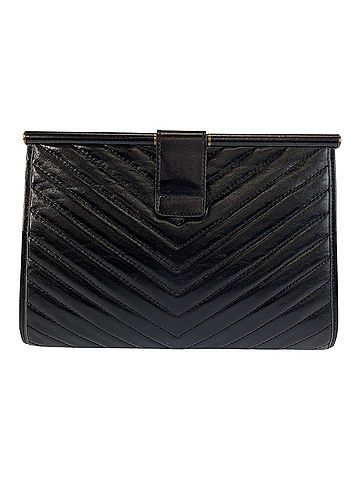 Yves Saint Laurent YVES SAINT LAURENT Vintage YSL Black Leather Clutch Bag for Women (view 2)