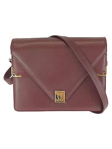 Cartier CARTIER Vintage Must Line Leather Shoulder Bag in Wine Red/Bordeaux with Gold Hardware - Women's (view 1)