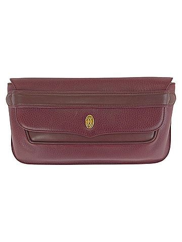 Cartier CARTIER Vintage Must Line Clutch Bag for Women, Wine Red/Bordeaux Leather with Gold Hardware. (view 1)