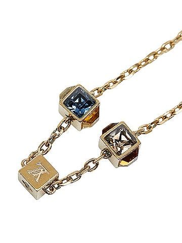 Louis Vuitton Louis Vuitton Collier Gamble Necklace M66999 Gold Plated Rhinestone Women's LOUIS VUITTON (view 1)