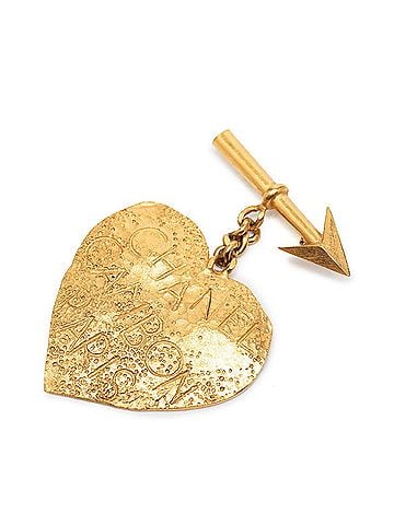 Chanel Chanel Logo Heart Arrow Brooch 93A Gold Plated Women's CHANEL (view 1)
