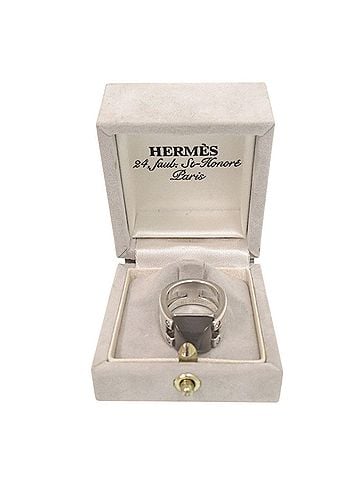 Hermès Hermes Vintage Medor #49 Sterling Silver 925 Moonstone Ring 1549HERMES (view 2)
