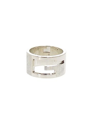 Gucci Excellent condition Gucci branded cutout G wide ring, size #16, sterling silver 925. (Item number: 1444GUCCI) (view 1)