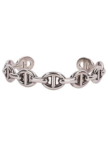 Hermès Hermes Chaine d'Ancre Enchainee SV925 Bangle Bracelet, Size SH, Silver, Women's (view 2)