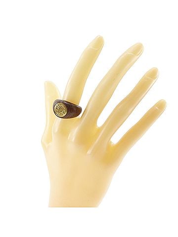 Hermès Hermes HERMES Sellier Ring, Wood x Gold Plated, Brown, Approx. 5.4g, Women's (view 2)
