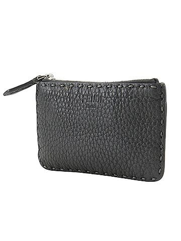 Fendi Fendi Celeria Coin Case, Leather, Gray, Unisex (view 2)