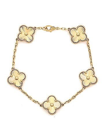Van Cleef & Arpels Vintage Alhambra 5 Motifs Bracelet Guilloche 18K Yellow Gold (view 1)