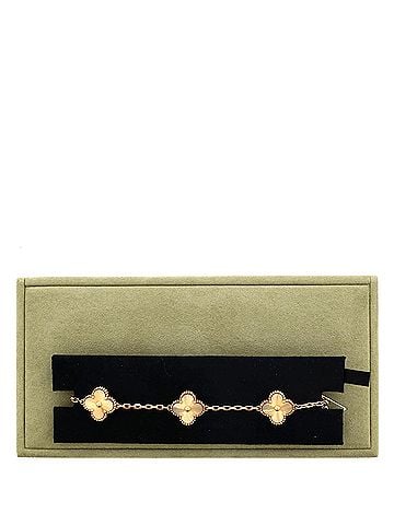 Van Cleef & Arpels Vintage Alhambra 5 Motifs Bracelet Guilloche 18K Yellow Gold (view 2)