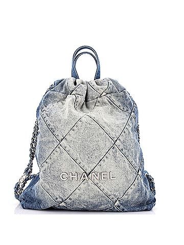 Chanel 22 Chain Backpack Quilted Denim Medium (view 1)