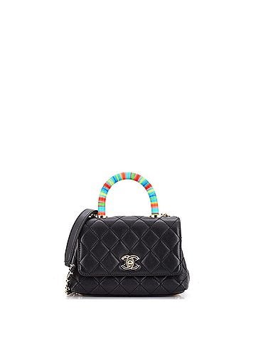 Chanel Coco Top Handle Bag Quilted Goatskin with Multicolor Handle Extra Mini (view 1)