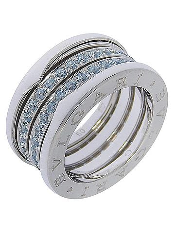 Bvlgari Bulgari BVLGARI B-Zero1 Ring, 4-band design, 18K white gold with blue topaz, approx. 13g, Women's. (view 1)