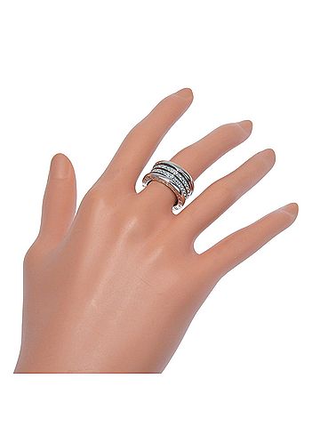 Bvlgari Bulgari BVLGARI B-Zero1 Ring, 4-band design, 18K white gold with blue topaz, approx. 13g, Women's. (view 2)