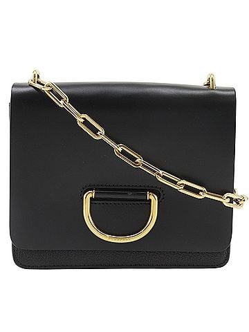Burberry Burberry D-ring shoulder bag, chain strap, calfskin, black, flap, D-ring, women's. (view 1)