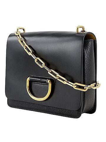 Burberry Burberry D-ring shoulder bag, chain strap, calfskin, black, flap, D-ring, women's. (view 2)