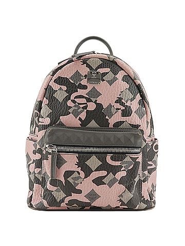 MCM MCM Studded Backpack/Daypack, Camouflage Pattern, Calfskin, Pink, 2-way, A5 Size, Double Zipper, Studs, Women's (view 1)