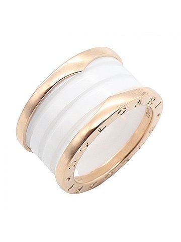 Bvlgari BVLGARI B-zero1 Ring, 4-band ceramic ring, 18KPG (pink gold), ceramic, men's and women's, gold/white, 346518 (view 1)