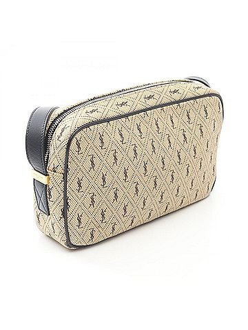 Yves Saint Laurent Yves Saint Laurent Saint Laurent Paris camera bag, monogram all-over shoulder bag/handbag, canvas and leather, women's, beige/navy, 568608 (view 2)