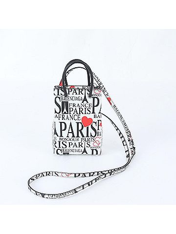 Balenciaga Balenciaga Bonjour Paris Shopping Phone Holder Leather 2-Way Shoulder Bag Crossbody for Women (view 1)