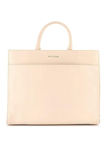 Bvlgari Logo Convertible Tote Embroidered Leather Medium (view 1)