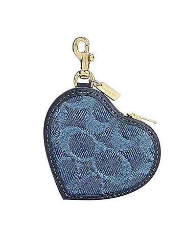Coach Heart Bag Charm In Signature Denim Coin Purse (view 1)