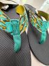 Chaco 100% Polyester Multi Color Black Yellow Teal Gray Flip Flops Size 12 - photo 8