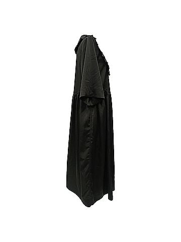 Ganni Ganni Smocked Ruffled Collar Maxi Dress in Black Polyester  (view 2)