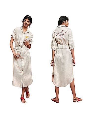 Corey Lynn Calter Striped Linen Fiesta Dress Casual Dress (view 1)