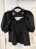 Express 60% Cotton 35% Polyester 5% Spandex 100% Cotton Solid Black Short Sleeve Blouse Size XS - photo 8