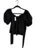 Express 60% Cotton 35% Polyester 5% Spandex 100% Cotton Solid Black Short Sleeve Blouse Size XS - photo 1