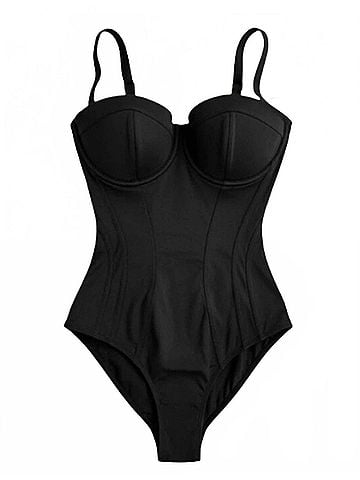 TA3 Pushy Sculpting One Piece Swim Bodysuit Short B/C Cup in Black (view 1)