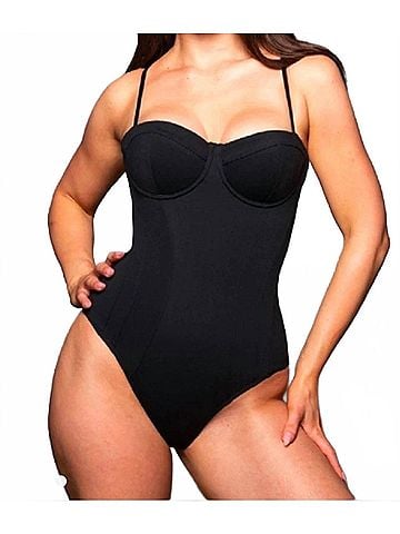 TA3 Pushy Sculpting One Piece Swim Bodysuit Short B/C Cup in Black (view 2)