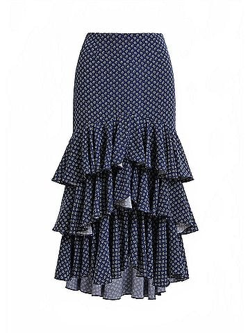 Essentiel Antwerp Ilana Tiered Ruffle Midi Skirt in Black (view 1)